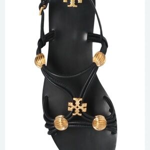 Tory Burch Black and Gold Sandals